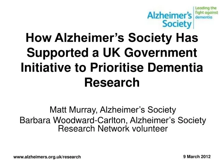 how alzheimer s society has supported a uk government initiative to prioritise dementia research