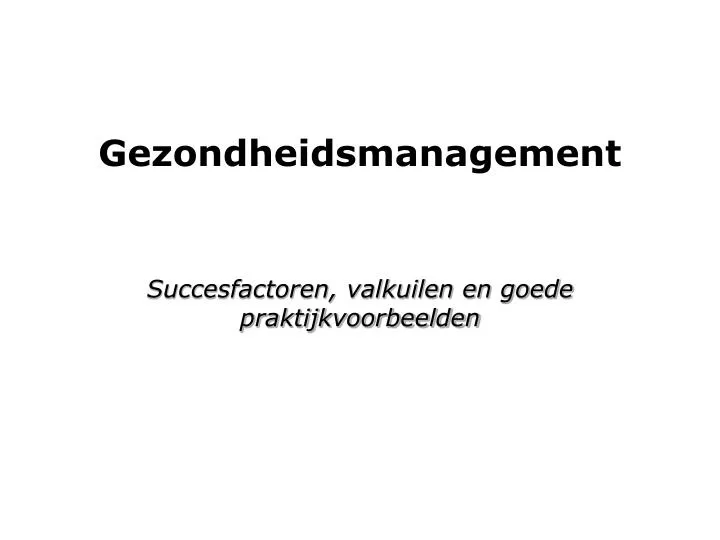 gezondheidsmanagement