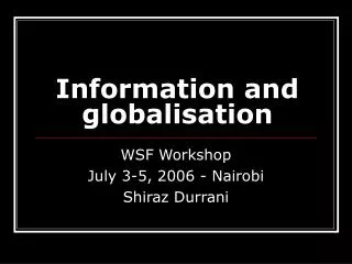 Information and globalisation