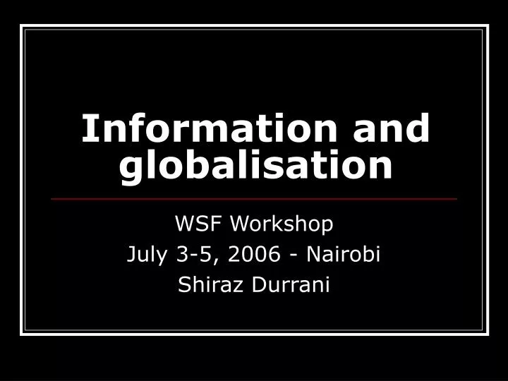 information and globalisation