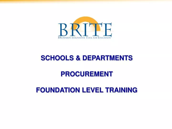 schools departments procurement foundation level training
