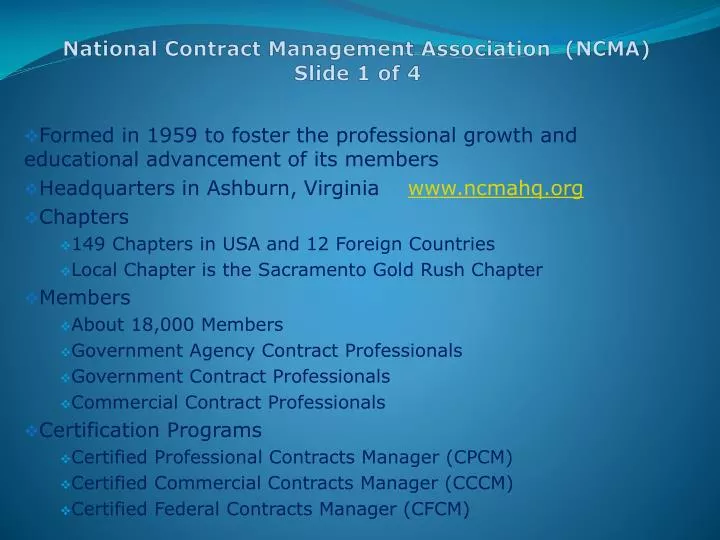 national contract management association ncma slide 1 of 4