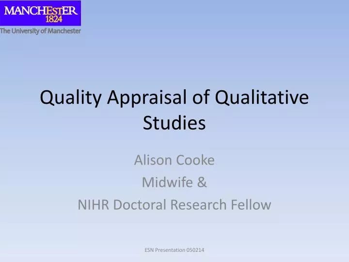 quality appraisal of qualitative studies