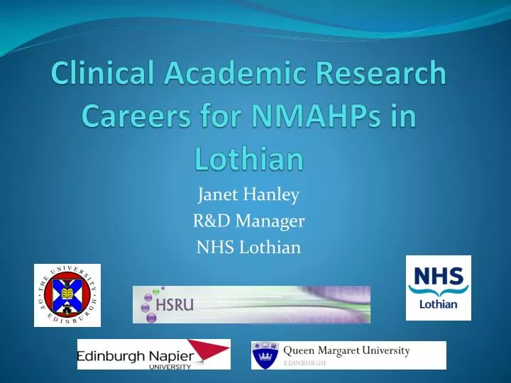 clinical academic research careers for nmahps in lothian