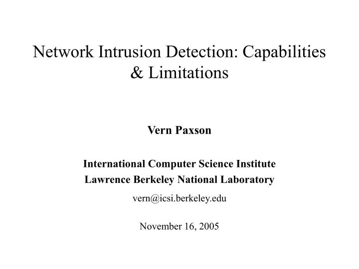 network intrusion detection capabilities limitations