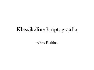 klassikaline kr ptograafia