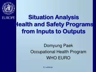 Situation Analysis Health and Safety Programs from Inputs to Outputs
