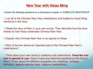 New Year with Hsiao Ming
