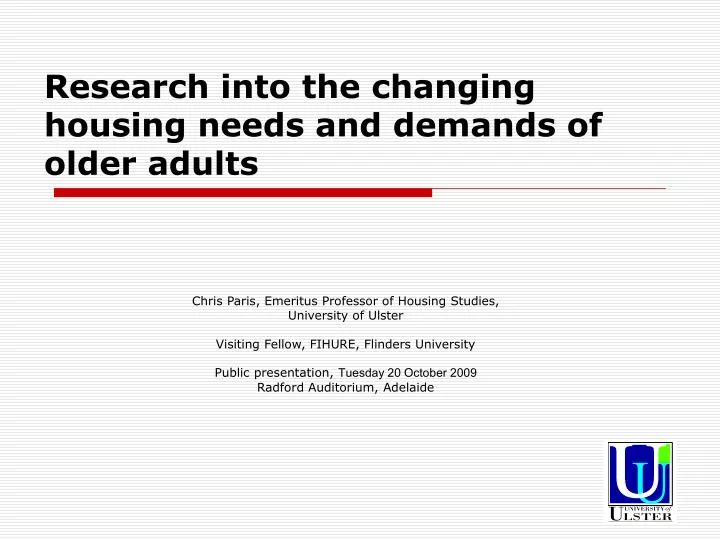 research into the changing housing needs and demands of older adults