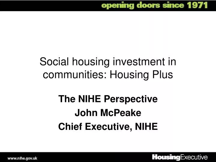 social housing investment in communities housing plus