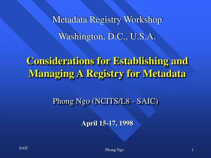 considerations for establishing and managing a registry for metadata