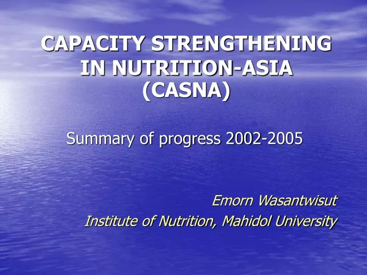 capacity strengthening in nutrition asia casna