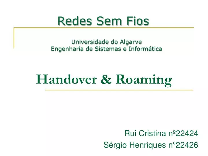 handover roaming