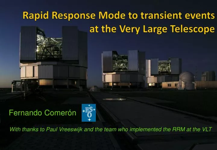 rapid response mode to transient events at the very large telescope