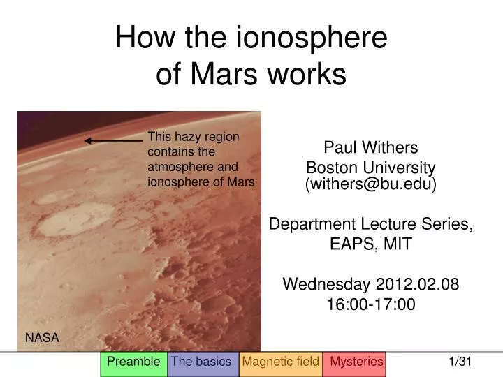 how the ionosphere of mars works