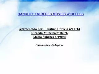 handoff in wireless mobile networks
