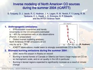Inverse modeling of North American CO sources during the summer 2004 (ICARTT)