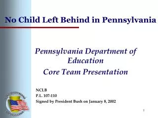 No Child Left Behind in Pennsylvania