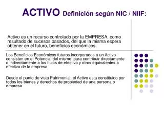 activo definici n seg n nic niif
