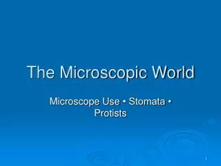 The Microscopic World