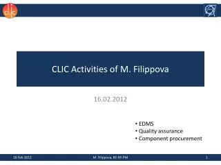 CLIC Activities of M. Filippova
