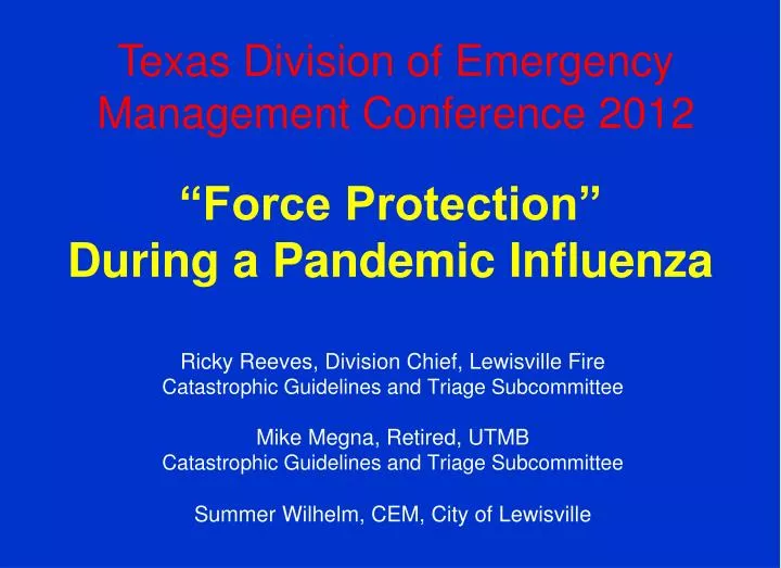 force protection during a pandemic influenza