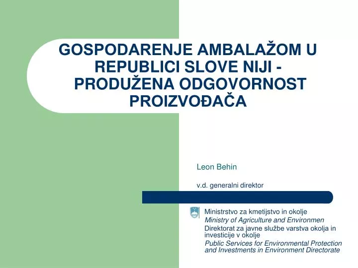 gospodarenje ambala om u republici slove niji produ ena odgovornost proizvo a a