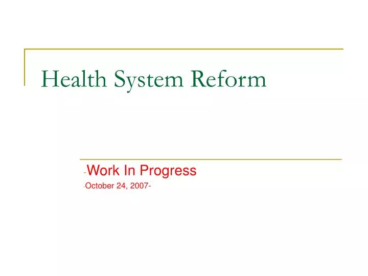 health system reform