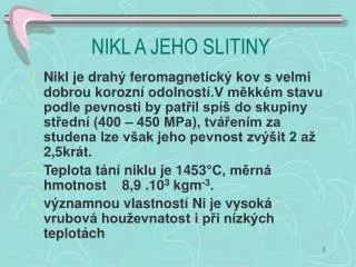 nikl a jeho slitiny