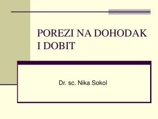 porezi na dohodak i dobit