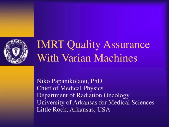 imrt quality assurance with varian machines