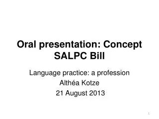 Oral presentation: Concept SALPC Bill