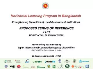 PROPOSED TERMS OF REFERENCE FOR HORIZONTAL LEARNING CENTRE HLP Working Team Meeting