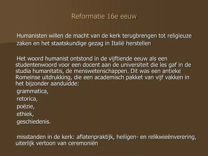 reformatie 16e eeuw