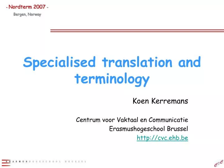 specialised translation and terminology