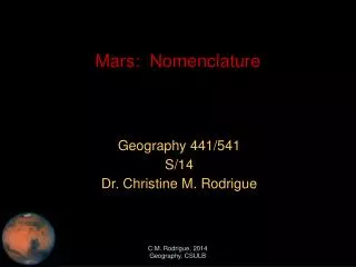 Mars: Nomenclature
