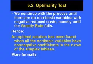5.3 Optimality Test