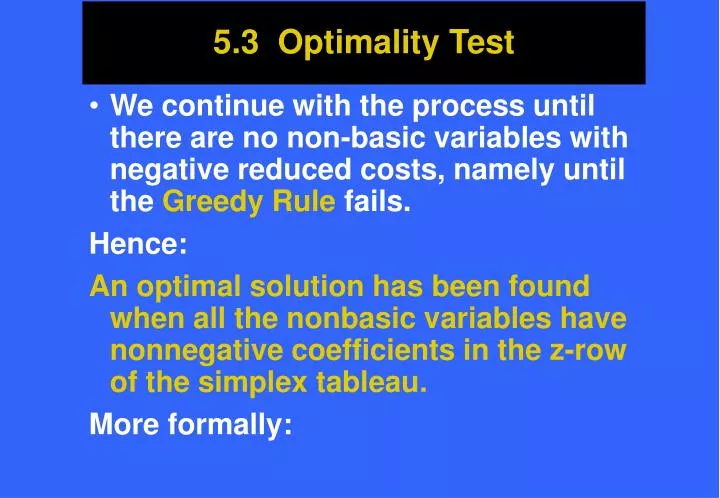 5 3 optimality test