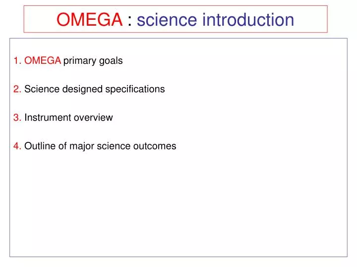omega science introduction