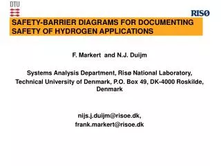 SAFETY-BARRIER DIAGRAMS FOR DOCUMENTING SAFETY OF HYDROGEN APPLICATIONS