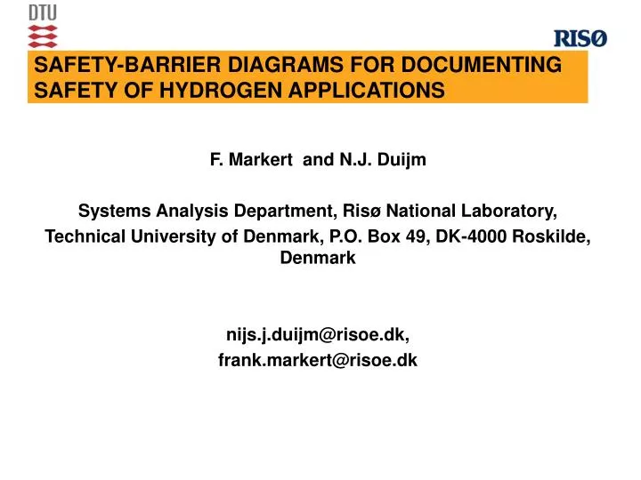 safety barrier diagrams for documenting safety of hydrogen applications