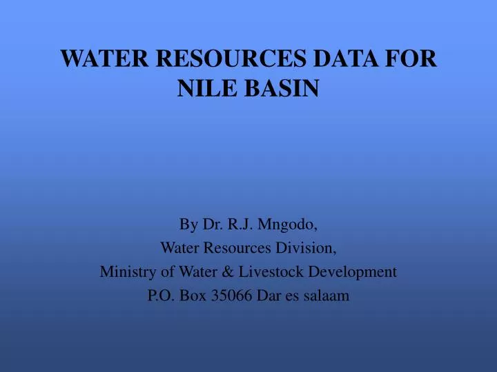 water resources data for nile basin
