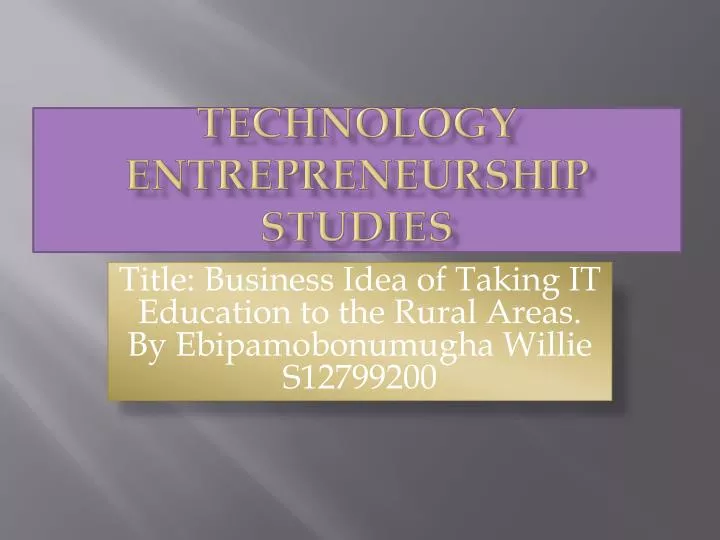 technology entrepreneurship studies