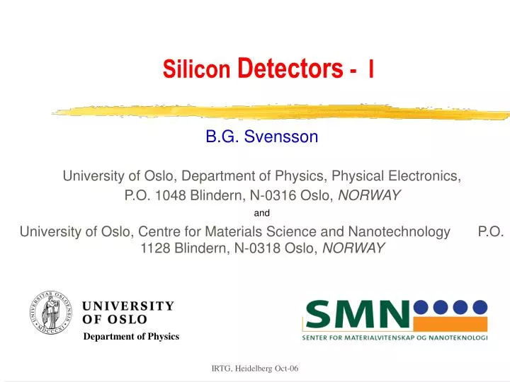 silicon detectors i