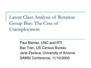 Latent Class Analysis of Rotation Group Bias: The Case of Unemployment