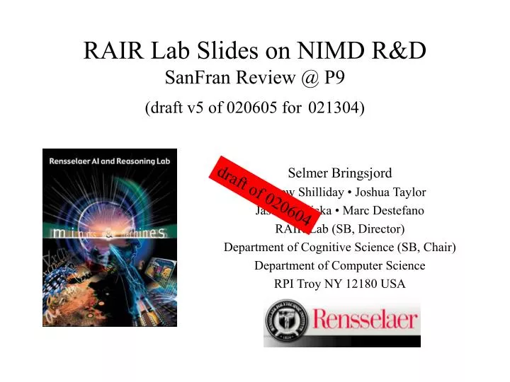 rair lab slides on nimd r d sanfran review @ p9 draft v5 of 020605 for 021304