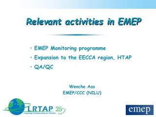 Relevant activities in EMEP
