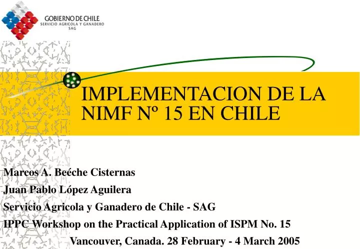 implementacion de la nimf n 15 en chile
