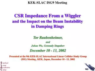 CSR Impedance From a Wiggler and the Impact on the Beam Instability in Damping Rings
