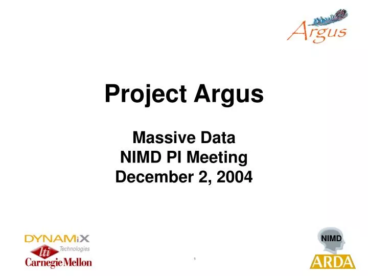 project argus massive data nimd pi meeting december 2 2004